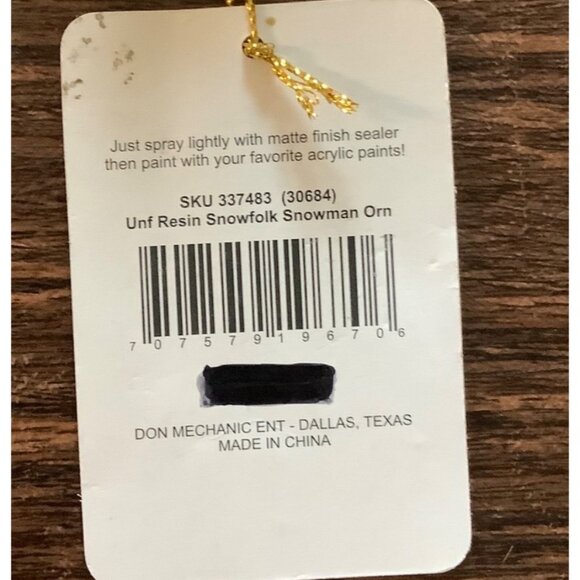 Don Mechanic Christmas Crafting Project Paint a Snowman Ornament 3.25” - Picture 4 of 7